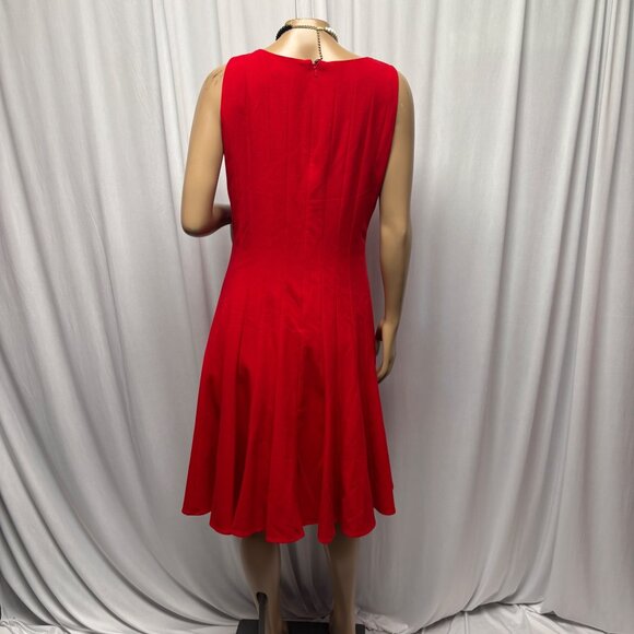Calvin Klein Red Sleeveless Fit and Flare Dress Womens Sz 8 Classic Office Party - Picture 5 of 9